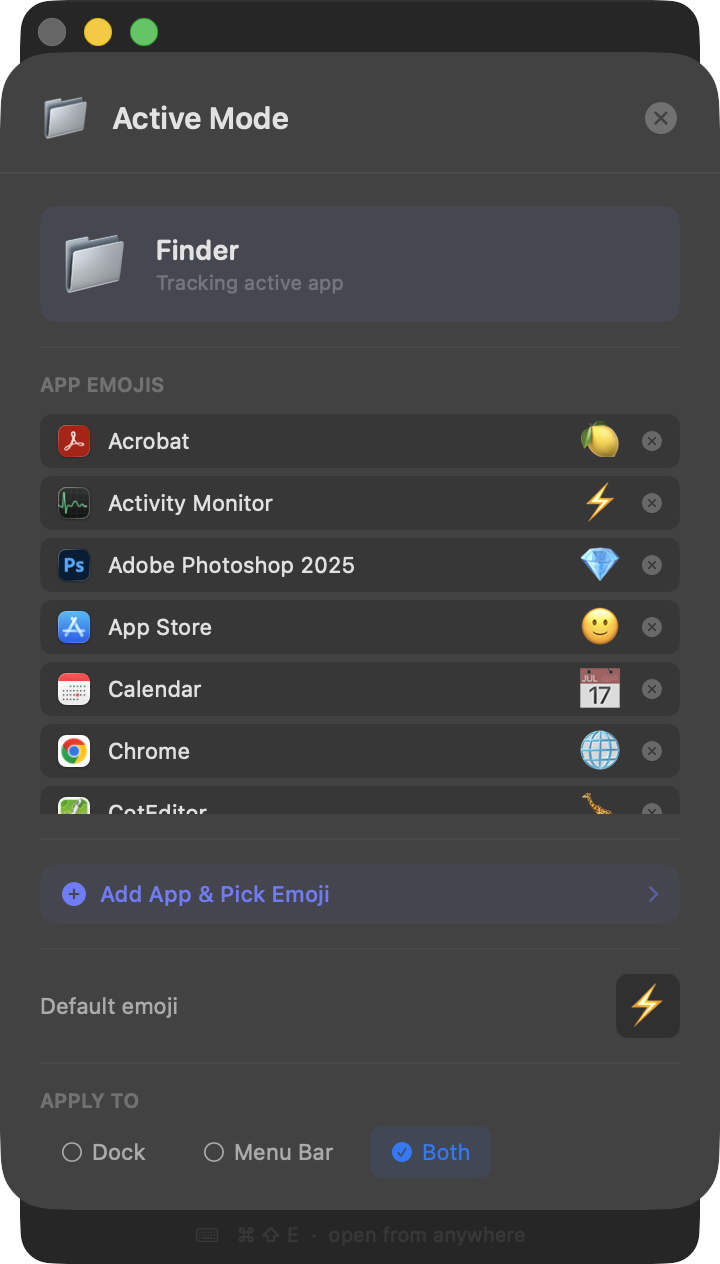 MojiBar Active Mode